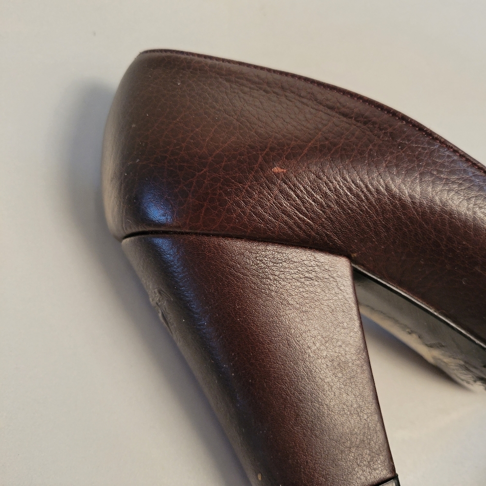 Vintage Gianni Versace Block Brown Leather Medusa Head Heels EU 35.5 35 5.5 - Picture 10 of 16